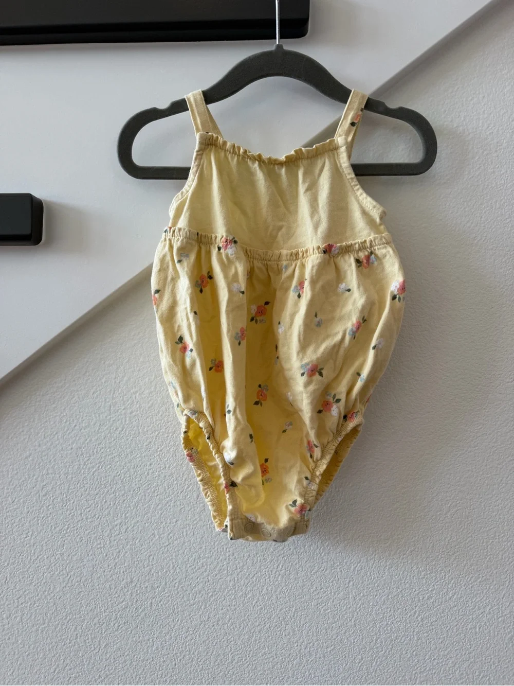 Carter's Yellow Floral Cotton Romper with Pink & White Blossoms